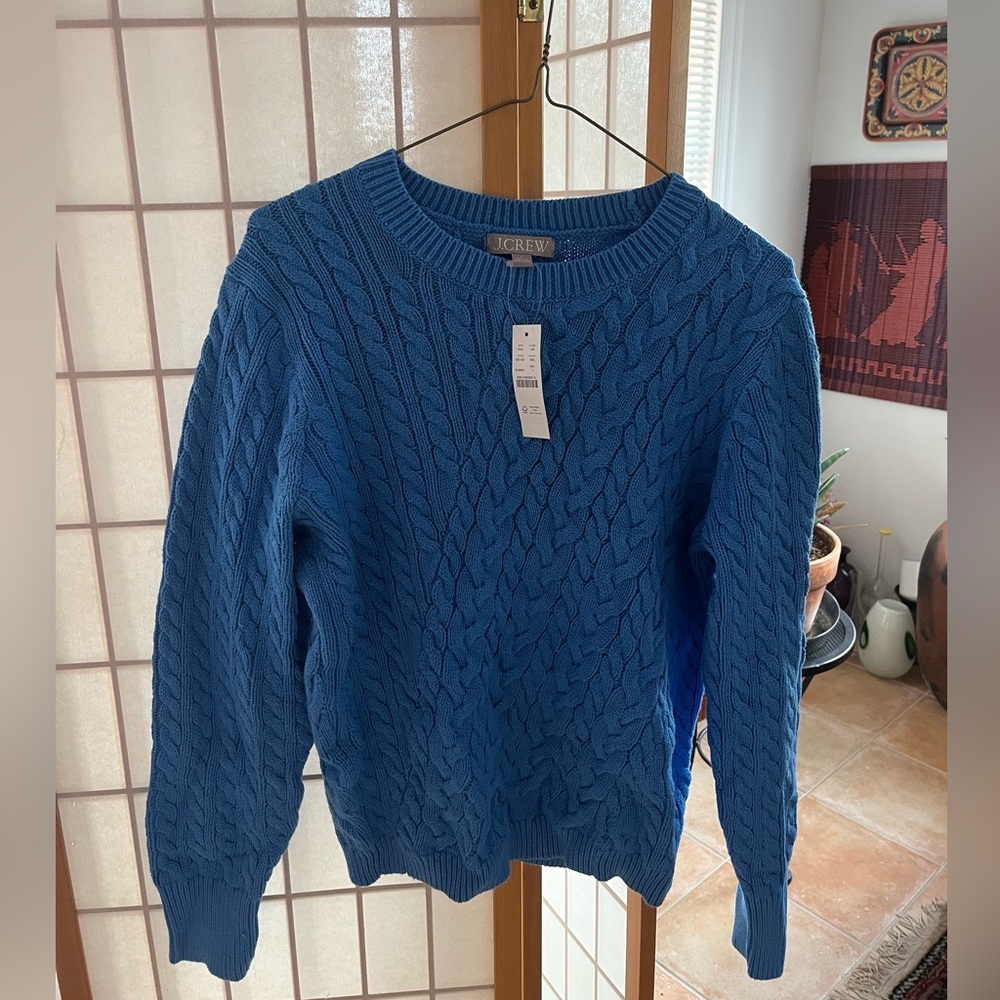 J. Crew Women's Blue Cable Knit Sweater